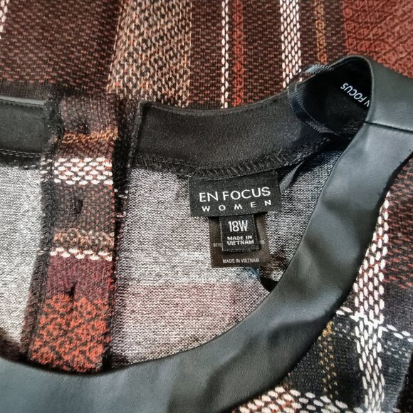 EUC: En Focus Studio Sze 18W Multicolor Plaid Midi Dress - Picture 3 of 7